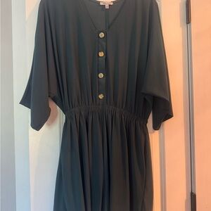Dark Green Button-Down romper